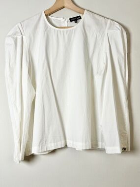 Sister Jane White Cotton Puff Sleeve Bee Embroidered Blouse Top Sz XL